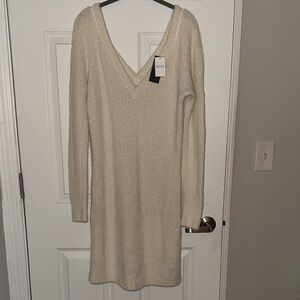 Abercrombie & Fitch Cream Long Sleeve Dress